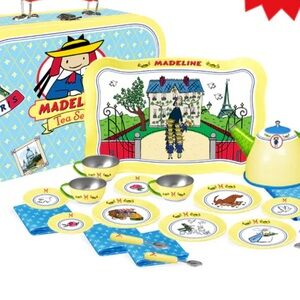 NWT Madeline 24-Piece Tin Tea Set Party For 4 w/Carrying Suitcase